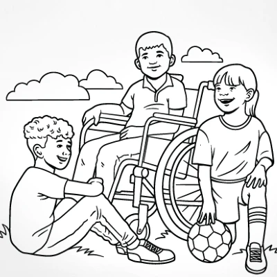 a line art drawing of children playing